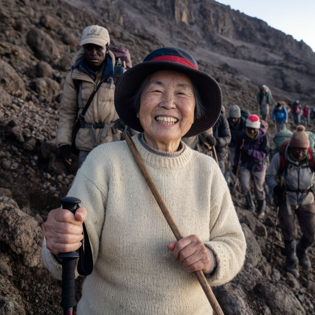 Sachiko Fujiwara from Japan at Uhuru Peak